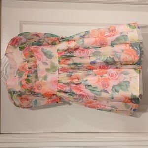 Pippa & Julie Girls Floral Party Dress - Size 5 - Pink and Coral Roses